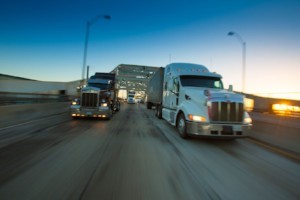 trucks on bridge
